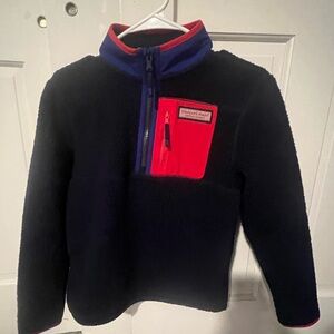 Boys Vineyard Vines Navy and Red Half Zip Pullover Fleece, Size 8-10